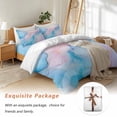 thumbnail image 7 of Light Pink Blue Marble Bedding Duvet Cover Set Twin Size 4 Pieces Modern Art Abstract Gold Texture Ombre Bedding Set with Zipper Closure, 1 Comforter Cover 68x86 Inches 1 Flat Sheet & 2 Pillow Cases, 7 of 7