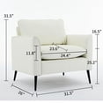 thumbnail image 3 of Modern Faux Leather Chair Set of 2, Oversized Arm Chair for Living Room, Mid-Century Accent Sofa for Bedroom Comfy, Upholstered Single Sofa Readingchair for Waiting Room and conference room,Cream, 3 of 8
