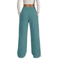 thumbnail image 4 of HKYNLAG Wide Leg Sweatpants Women Baggy High Waisted Drawstring Comfy Workout Sweat Pants Loose Casual Fall Winter Lounge Trousers with Pocket Turquoise M, 4 of 6