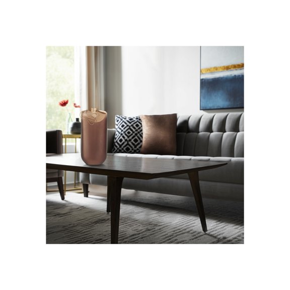 Modern Glam Glass Vase with Accent - Aluminum & Glass Decorative Home & Office Decor for Living Room, Bedroom, or Workspace - 16" Gold