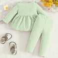 thumbnail image 5 of Gvdentm Baby Girl Clothes 12 Months Toddler Girl Outfits Ruffle Shirt Pants Cute Outfit Set Baby Girl Fall Winter Clothes(Light Green,18-24 Months), 5 of 5