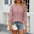 thumbnail image 4 of Women's Fashion Casual Spring And Summer New Solid Color Point Sleeve V Neck Casual Loose T Shirt Top Running Tee Shirts Women Neck Long Sleeve Tops for Women Short Sleeve T Shirt Athletic Wear for, 4 of 5
