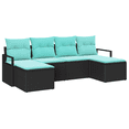 thumbnail image 2 of vidaXL 6 Piece Garden Sofa Set with Cushions Black Poly Rattan, 2 of 5