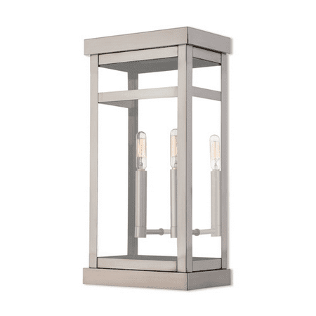 

Wall Sconces 2 Light With Brushed Nickel Clear Candelabra Base 18 inch 120 Watts - World of Crystal