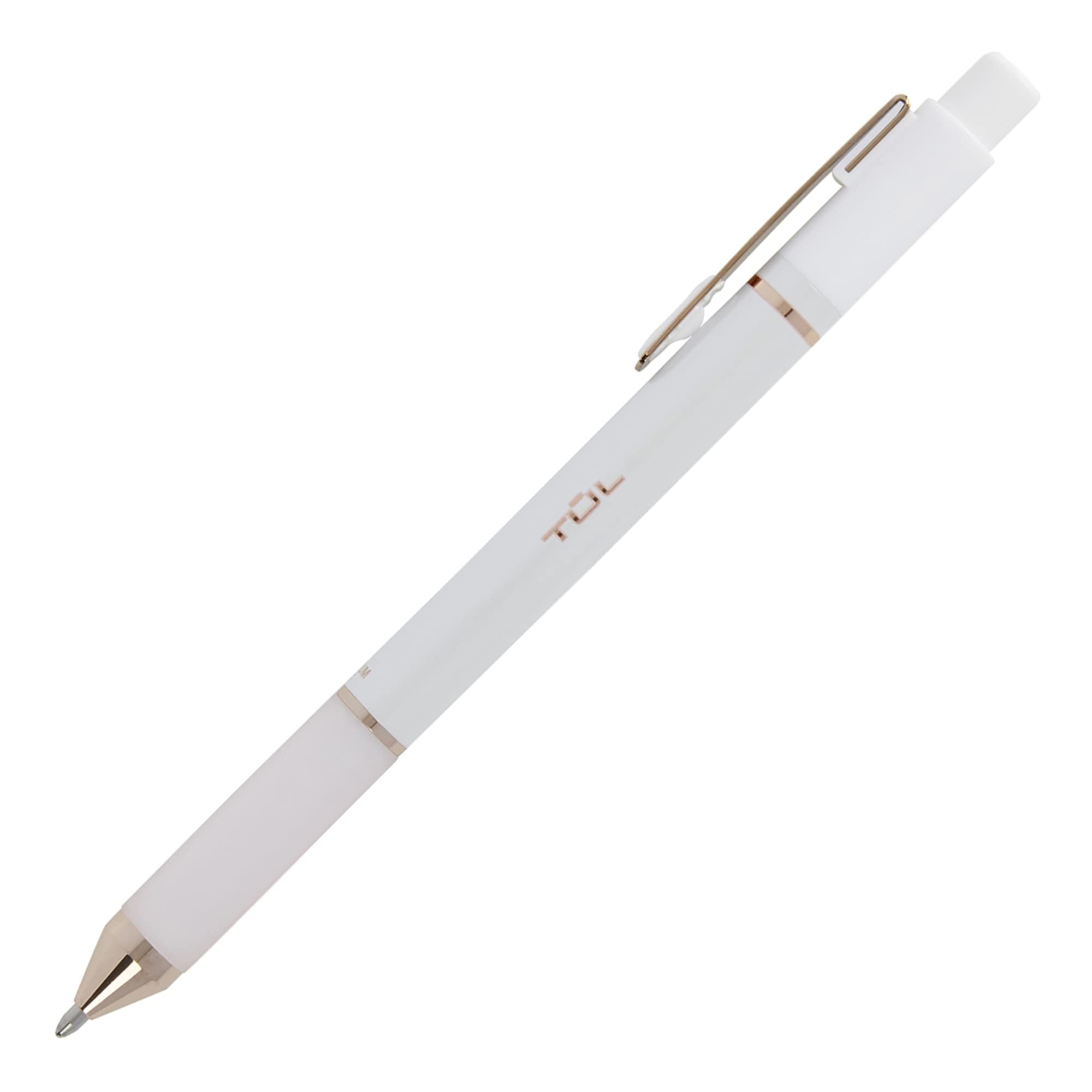 TUL® BP Series Retractable Ballpoint Pens, Medium Point, 1.0 mm, Pearl White Barrel, Blue Ink, Pack Of 12 Pens