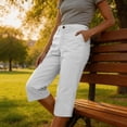 thumbnail image 4 of Dwellite Womens Wide Leg Cargo Pants Summer Hiking Capris Lightweight Ladies Casual Pant Travel with Pockets White L, 4 of 5
