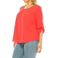 thumbnail image 2 of Women's Plus Size Casual Round Neck Top with Button Tab Sleeve, 2 of 6