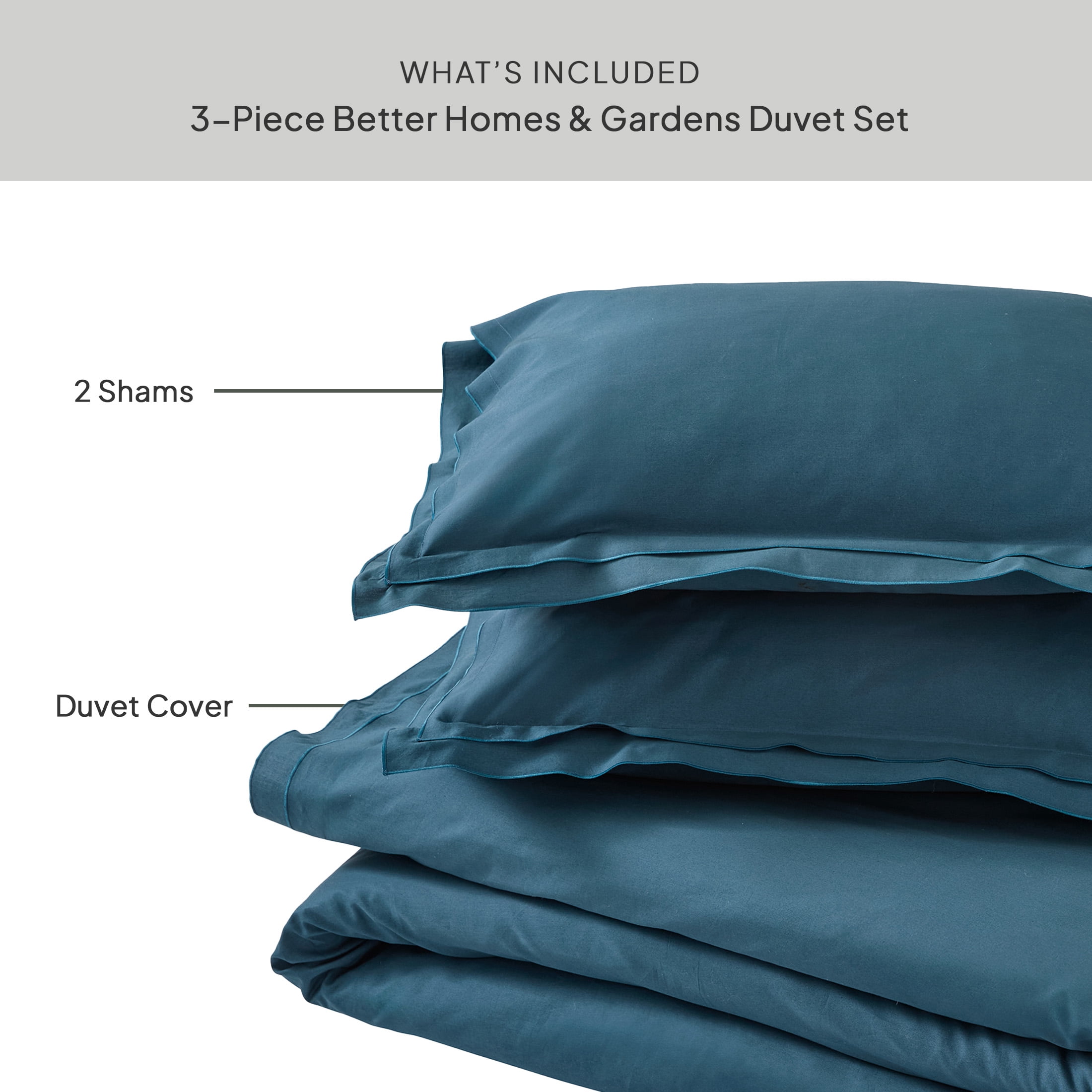 Better Homes & Gardens Teal Ocean 3-Piece Cotton Percale Duvet Cover Set, King