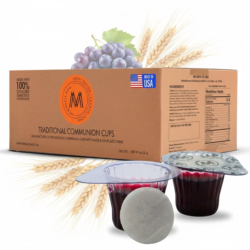 Discovery Products USA Pre Packaged Traditional Communion Cups | Box of 500 with Juice and Wafer