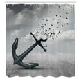 thumbnail image 3 of Ambesonne Anchor Shower Curtain, Flying Seagulls Grey, 69"Wx75"L, Grey, 3 of 5