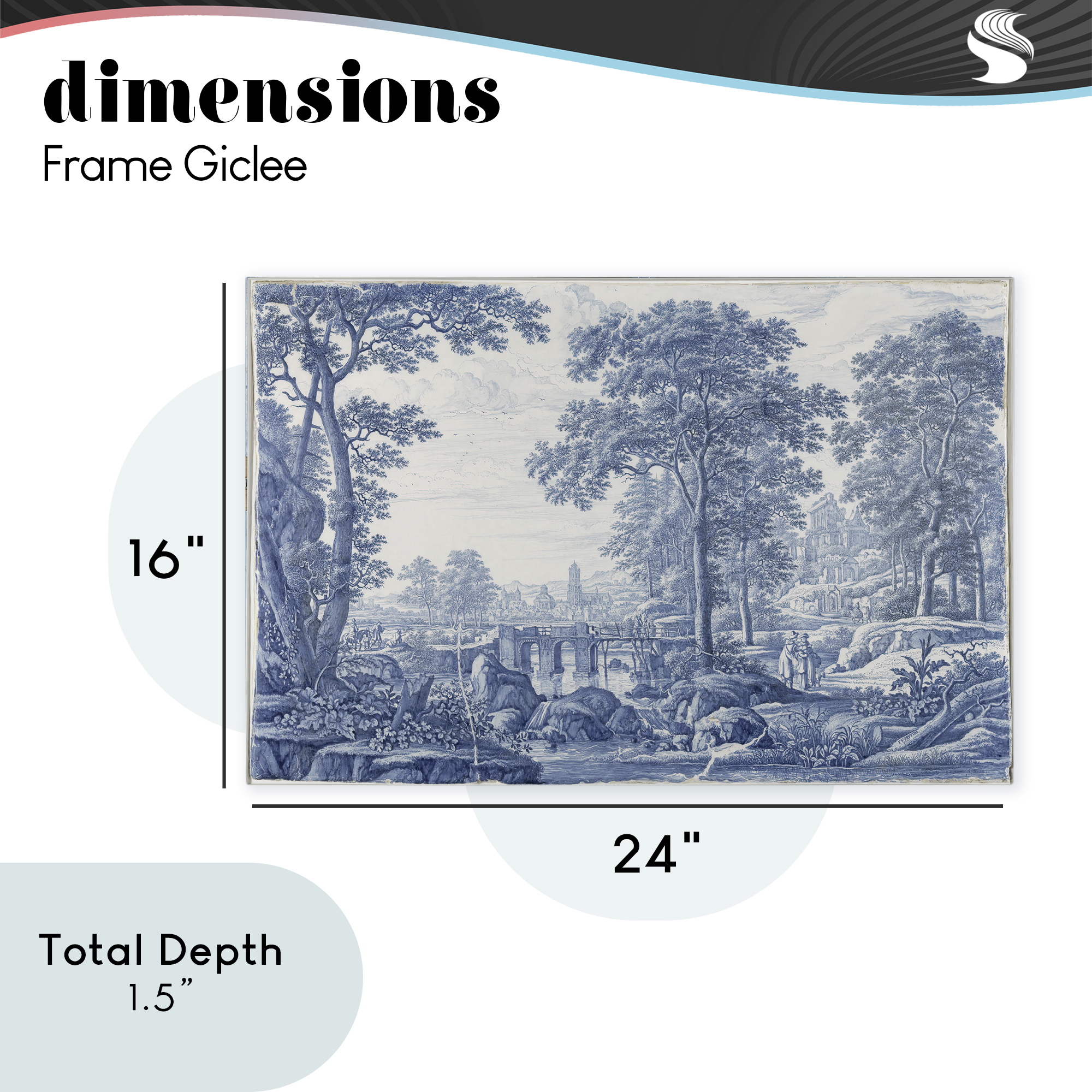 Vintage Blue Tinted Toile Canvas Wall Art, design by Vintage Hustle