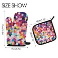 thumbnail image 2 of Yayeee Oven Mitts and Pot Holder Set of 2 Heat Resistant Kitchen Gloves Baking Hot Pad, Black Colorful Circles, 2 of 5