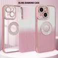 thumbnail image 3 of for iPhone 15 Bling Case Women Girls Luxury Gradient Glitter Diamond Case Sparkle Rhinestone Camera Lens Protection Soft Silicone Shockproof Cover for iPhone 15 6.1 inch, Pink, 3 of 12