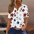 thumbnail image 2 of SELONE Womens T Shirt Memorial Day Plus Size Short Sleeve Notch Neck Button 4th of July Graphic Apparel Red White Blue Wear Clothes Gifts Activewear M, 2 of 5