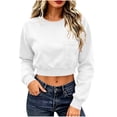 thumbnail image 2 of VBVC Women's Crew Neck Cropped Sweatshirt , Stretchy Long Sleeve Pullover For Women , Ladies' Drop Shoulder Top with Pockets, S-2XL, 2 of 8