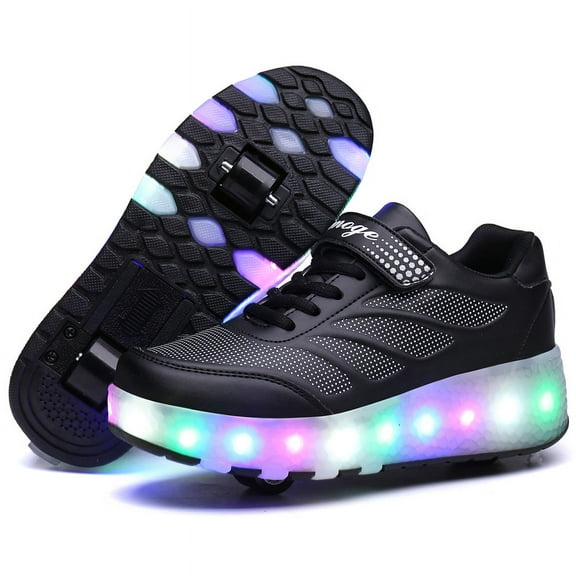 Kids Wheels Shoes with Lights Rechargeable Roller Skates Shoes Retractable Wheels Shoe LED Flashing Sneakers for Girls Boys Gift