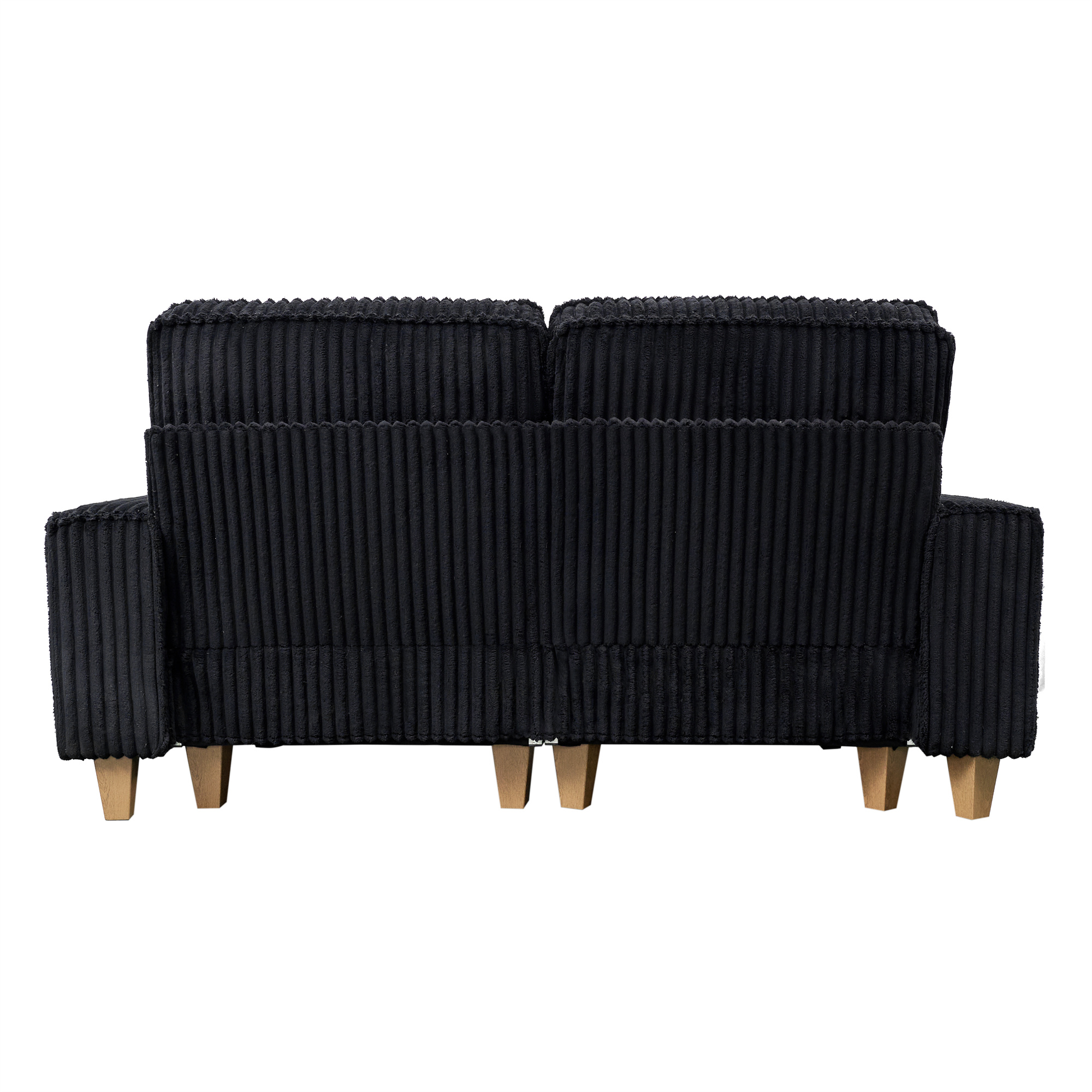 Aukfa 3 Piece Sofa Set - 71" Deep Seat Couch Loveseat Couch w/ Cup Holders&Pillows, Solid Wood Legs, Black