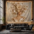 thumbnail image 6 of Black Woman Among Cream Peonies Against Golden Beige, Dreamy Abstract for Art Lovers, Botanical Portrait Decor, Housewarming Gift, Tapestry Wall Hanging for Bedroom and Studio, 6 of 7