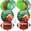 Football Frenzy Party Decoration Bouquet Balloon Pack, 16pc, Green Brown