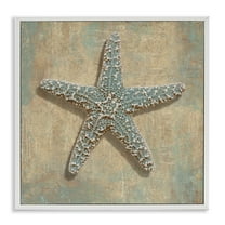 Stupell Industries Starfish Beach Objects Design Nature Painting White Framed Art Print Wall Art, 12 x 12