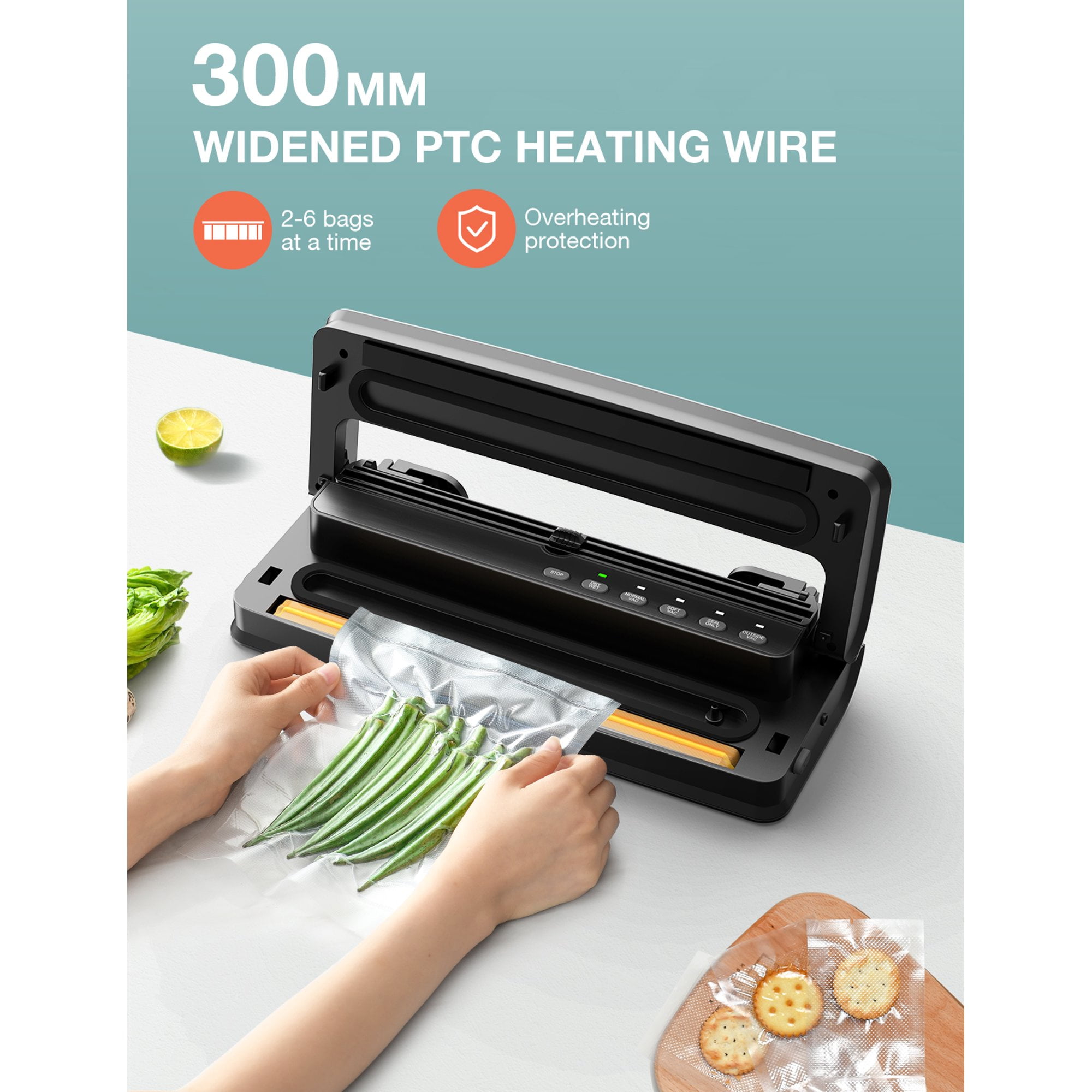 Buy ABOX Vacuum Sealer, 6 in 1 Vacuum Sealer Machine with Dry/Wet Modes