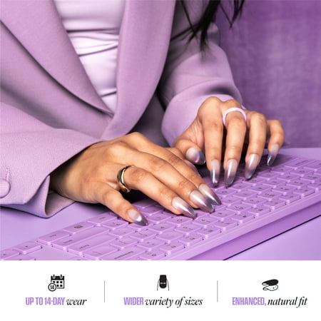 KISS CORE French Tip Press On Nails, ‘Snapshot’, White, Short Squoval, 32 Count