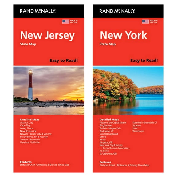Rand McNally State Maps: New Jersey and New York (2 Maps)