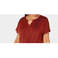 thumbnail image 2 of JM COLLECTION Womens Red Twist Front Short Sleeve Keyhole Wear To Work Top S, 2 of 3