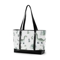 FORMRS Laptop Tote Bag for Women with 15.6" Computer Compartments Handbag, Green Dinosaur Pattern