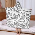 thumbnail image 5 of Black White Baseball Snacks Pattern Hooded Bath Towel，50"x30" for Ages 3 To 12 Kids, Quick Dry Lightweight Soft Microfiber Hood Beach Towel Cover Up for Kids, 5 of 7
