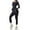 Black, variant on Women's 2 Piece Yoga Sets Long Sleeve Gym Tracksuit High Waist Running Leggings & Crop Top Outfits