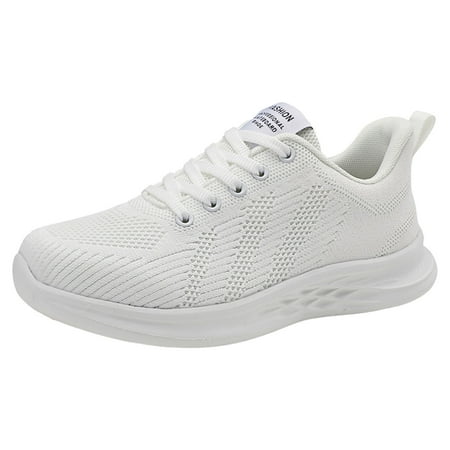 Fauean Womens Sneakers Simple Breathable Flat Bottom Shoes Outdoor Going Out Daily Wear White Size 41