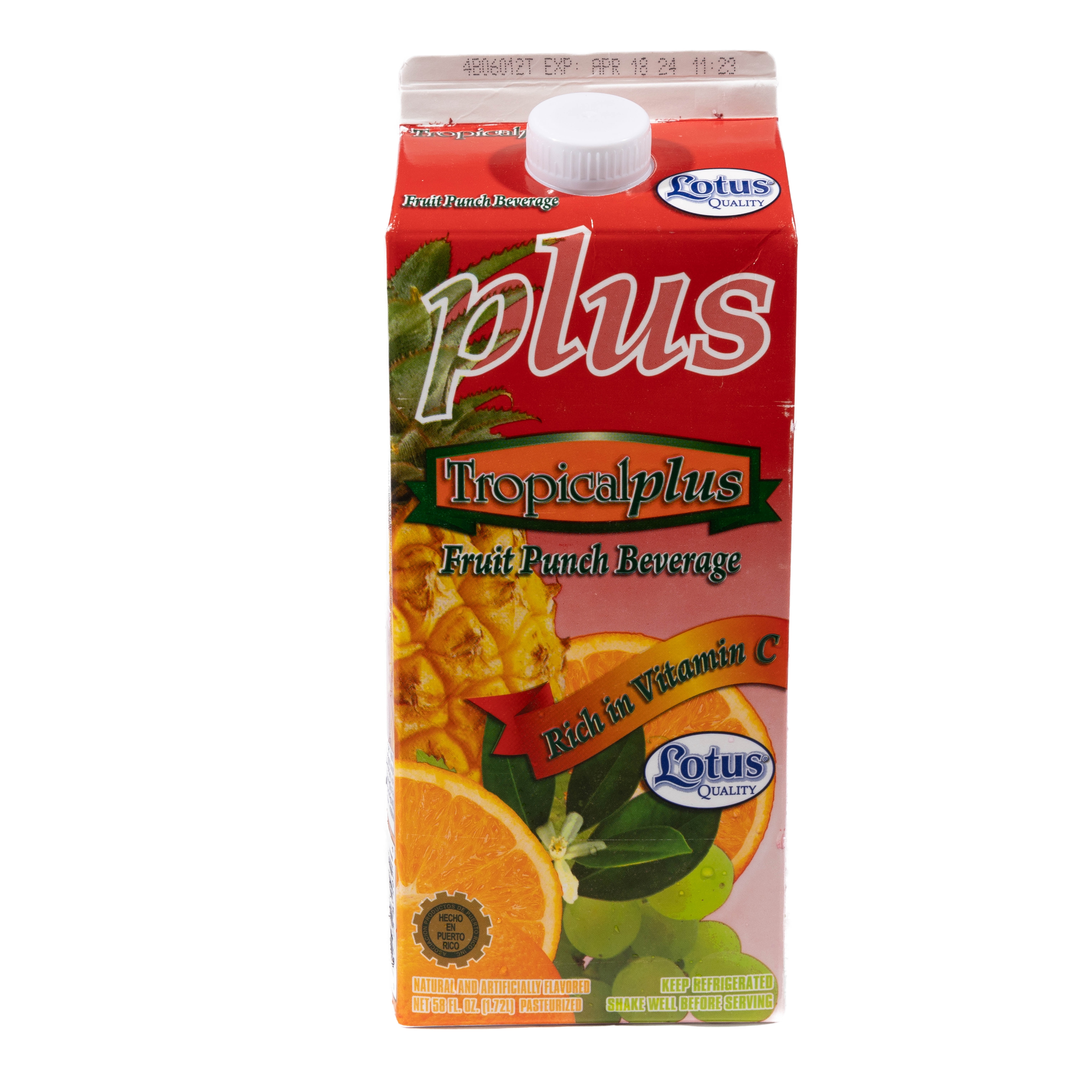 Lotus Plus Fruit Punch Juice Beverage 58 fl oz Smooth Texture Rich in Vitamin C