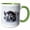 Green/White, variant on 3drose, Usa, Wy, Yellowstone Np. Bison Bull Covered in Windblown Snow., 11oz Two-tone Yellow Mug