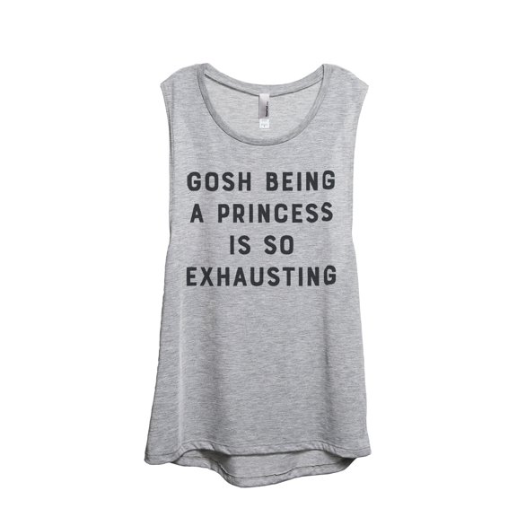 Gosh Being A Princess Is So Exhausting Women's Fashion Sleeveless Muscle Workout Yoga Tank Top Sport Grey Large