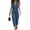 Blue, variant on Women's Sleeveless Collared Zip Front Cargo Jumpsuit Tapered Leg Casual Workwear Outfit