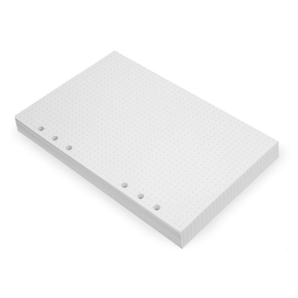 WANDERINGS A5 6-Ring Binder Planner Inserts - 8 1/4 x 5 5/8" - Thick Cream Color Dotted 120 gsm Loose Leaf A5 Paper Refills Compatible with Filofax 6 Hole 100 Sheets 200 Dot Grid Pages