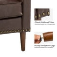 thumbnail image 3 of Upholstered Accent Chair Faux Leather Armchair Set of 2 Removable Cushion Lounge Sofa Nailhead Trims Solid Wood Legs Living Room Brown, 3 of 7