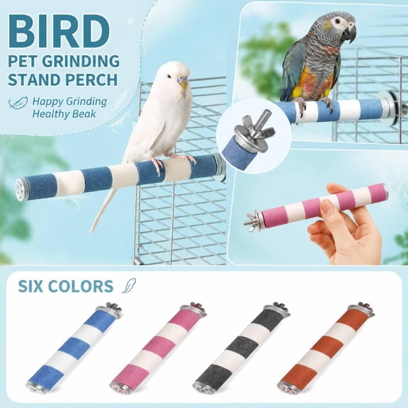Small Stand, Bird Perches for Cage 8 Inch, Claw Grinding Pet Toys, Gift for Bird Owner Gray Bird Cage Accessory, Nail Filing Cage Mount, Avian Enrichment Bite Resistant Bird