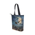 thumbnail image 3 of Zipper canvas bag large capacity large size practical handbag durable Canvas with leather material Flying Santa, 3 of 7