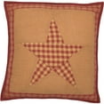 thumbnail image 4 of VHC Brands Ninepatch Star Primitive 16"x16" Pillow Red Patchwork Cotton Hand Quilted Square Bedroom Decor, 4 of 5