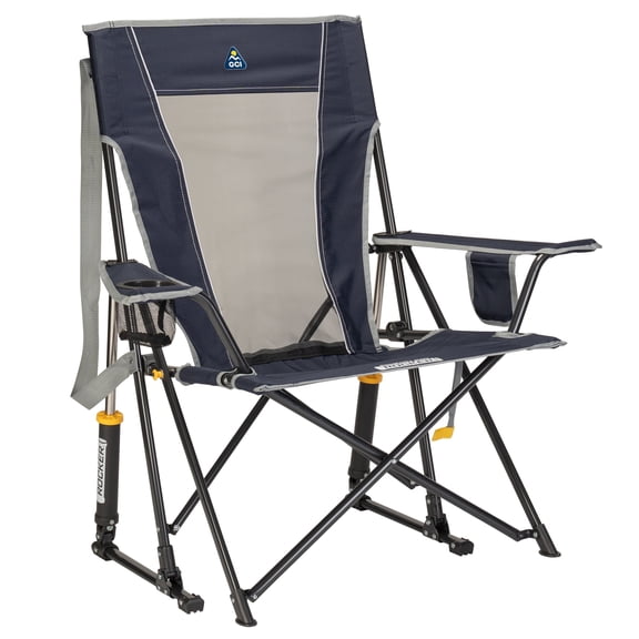 GCI Outdoor Comfort Pro Rocker Rocking Camping Chair with Cup Holder, Indigo