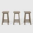 thumbnail image 6 of WestinTrends Malibu 24" HDPE Outdoor Patio Counter High Backless Square Bar Stools Set of Three, Weathered Wood, 6 of 8