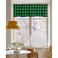 thumbnail image 4 of Faux Linen Valances for Windows Christmas Green and Black Plaid Curtains Valance Light Filtering Rod Pocket Small Window Treatment for Kitchen Living Room Bedroom 54x18In, 4 of 6