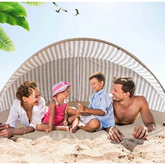Gallickan Beach Tent, Portable Shelter UPF 50 Sun Wind Protection, Easy Setup with Carry Bag for Camping Outdoor Family Fun, Coffee