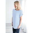 thumbnail image 4 of Wenseny Women Round Neck T-shirt Short Sleeves Loose Fit Tunic Blouse Tops Light Blue XL, 4 of 6