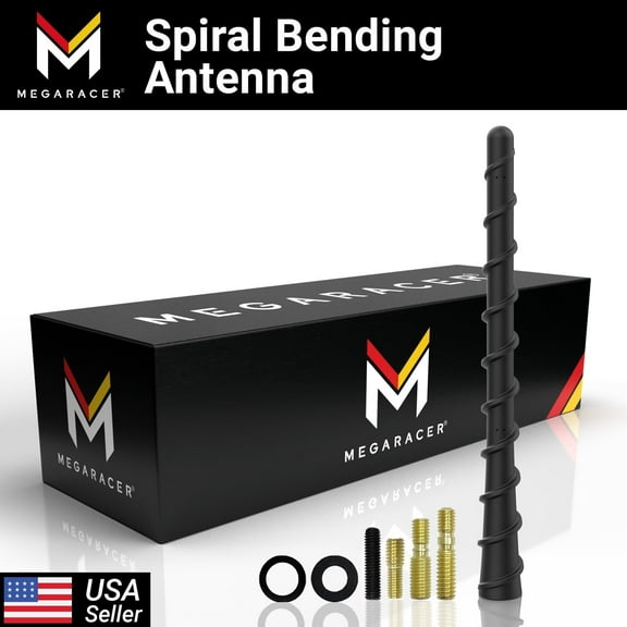 Mega Racer 7 Inch Spiral Rubber Antenna - Universal Replacement for Cars, Trucks, SUVs, Motorcycles