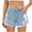 Light Blue, variant on Jean Shorts for Women Summer Casual Frayed Ripped Ruffle Denim Shorts Button Mid Waist Classic Fit Shorts