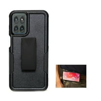 For Motorola edge 2025 Case, Black Shockproof 360-Degree Rotating Belt Clip Kickstand Case Cover