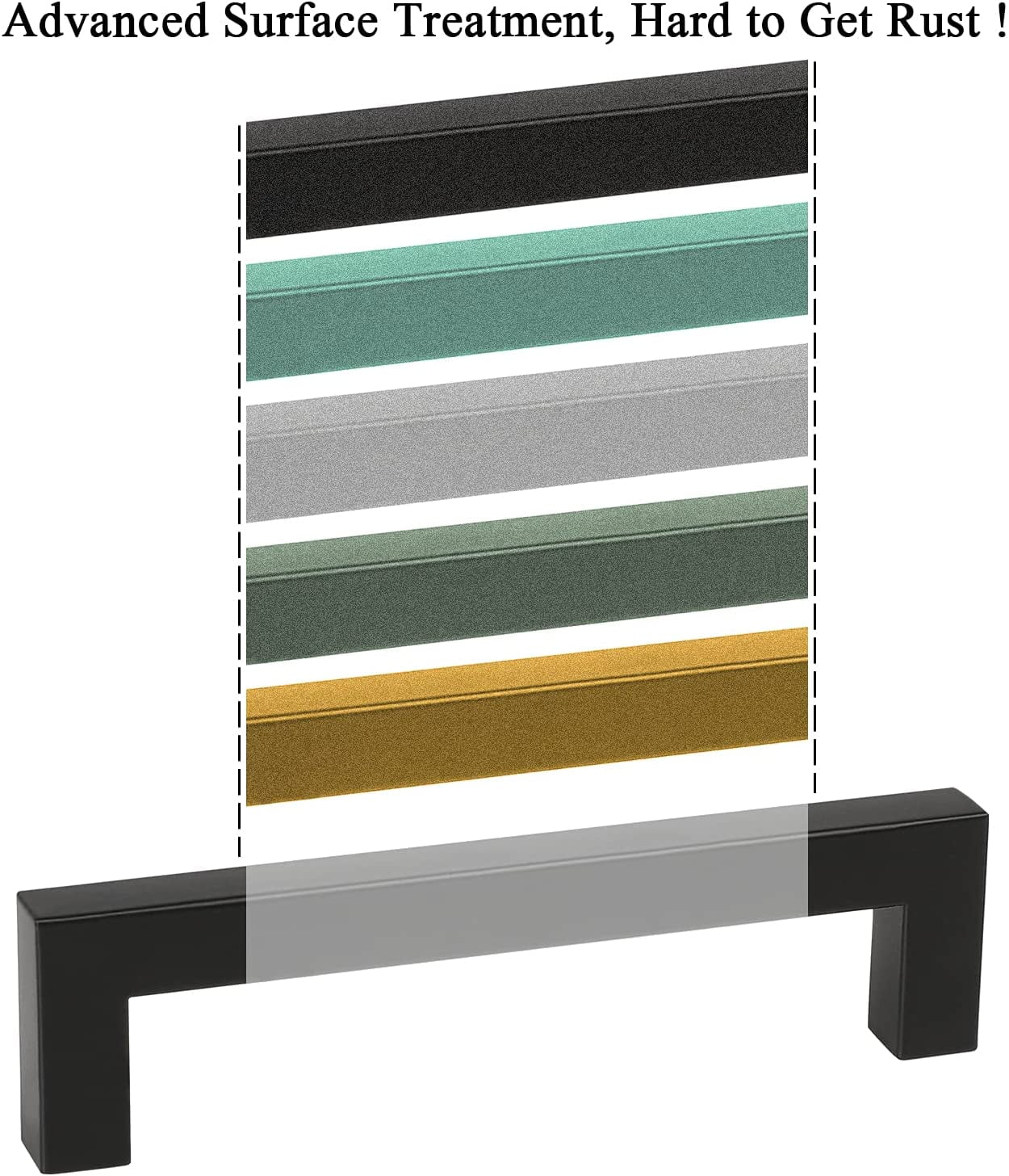 Homdiy 10 Pack Black Cabinet Pulls Square Matte Black Drawer Handles 5 inch Hole Centers